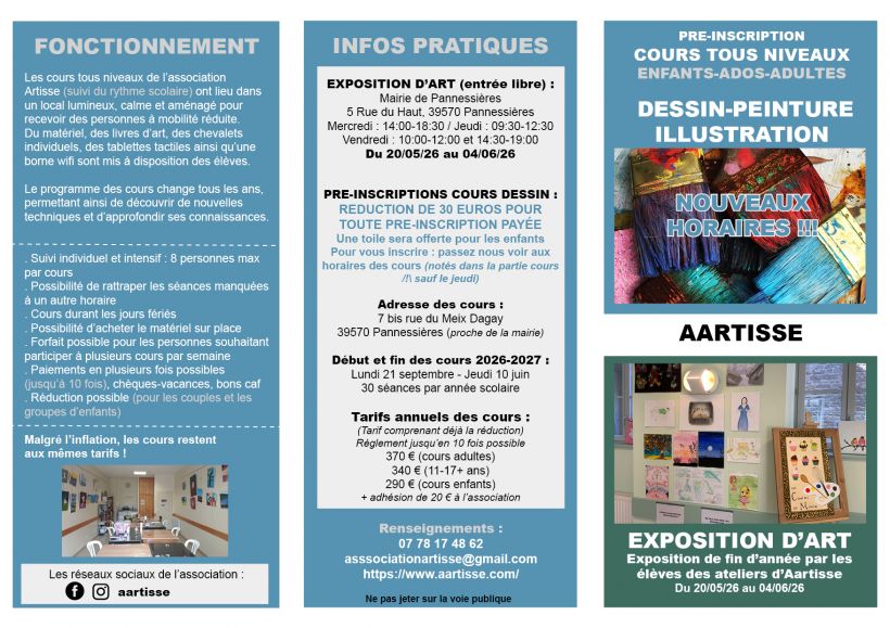 Cours de dessin, peinture, illustration