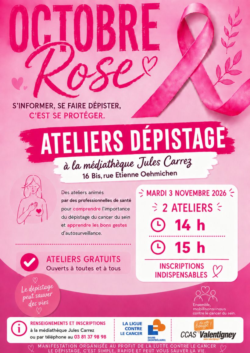 Octobre rose - Ateliers de dépistage du cancer du sein