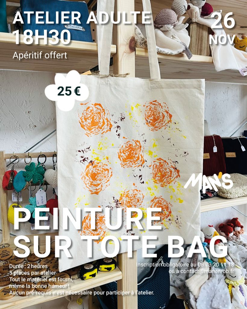 Atelier adulte "Peinture sur tote bag"