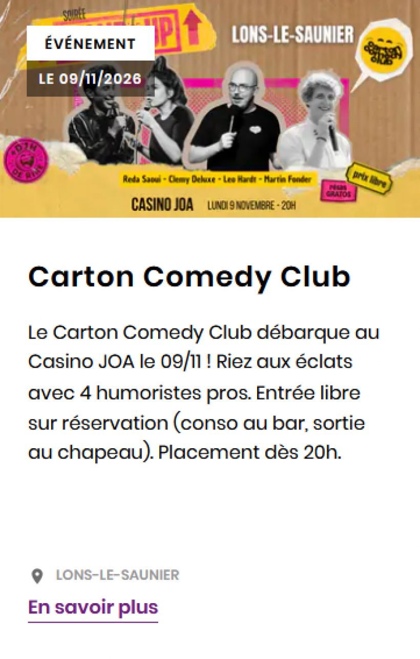 Soirée Stand up - Carton Comedy Night