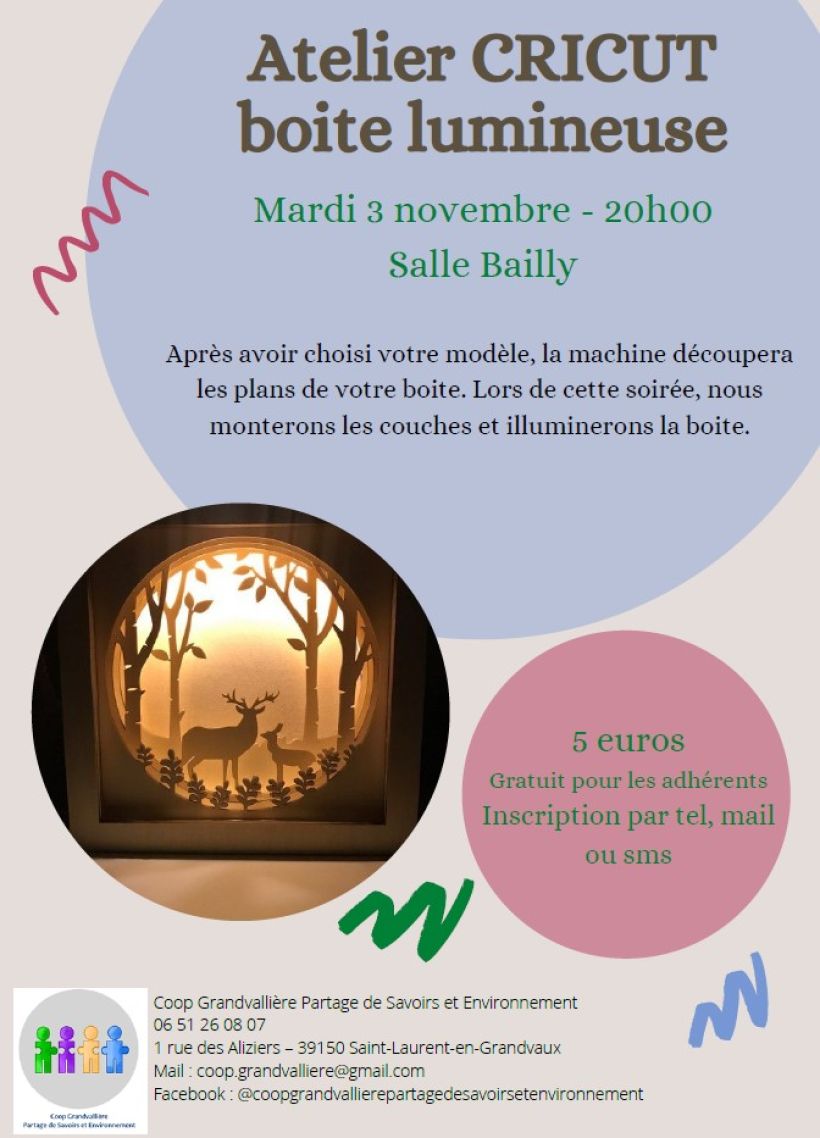 Atelier CRICUT - boîte lumineuse
