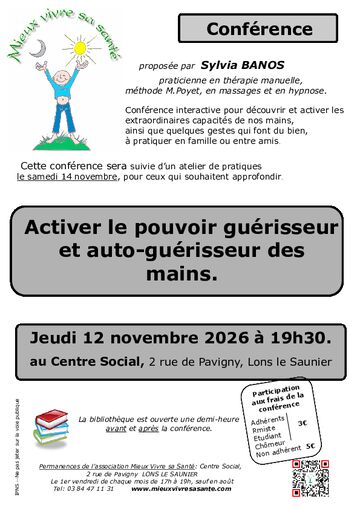 Conférence : Activer le pouvoir guérisseur et auto-guérisseur des mains